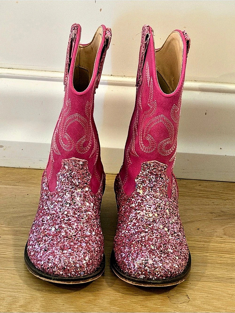 Pink Glitter Western Heeled Boots